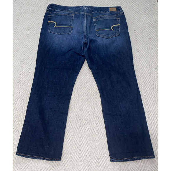 American Eagle Stretch Artist Cropped Blue Jeans Women’s Size 16 Regular Denim - Picture 2 of 9